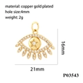 18K vergoldeter Kupferanhänger Herz mit Zirkonia Auge und Stern für DIY Schmuckherstellung - P03543-Sternenauge