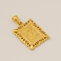 Pendentif carré doré avec motifs floraux ajourés et lettre Z gravée au centre - Z-Pendentif Seul