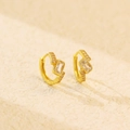Orecchini geometrici dorati con zirconi rettangolari su sfondo in pietra color beige - Argento 925 / Oro