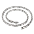 Collar de cadena de cuerda de acero inoxidable plateado con cierre de langosta y diseño trenzado - 6mm / 40CM / Color Acero