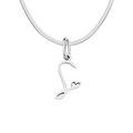 Silver stainless steel snake chain necklace with stylized letter L heart pendant - Letter S (Steel Color)