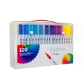 Set de 120 marqueurs aquarelle à double pointe avec corps blanc dans une boîte de transport - 120 Couleurs Corps Blanc