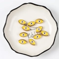 Yellow Evil Eye alloy charms with gold eyelashes for DIY jewelry making and crafts - 19*11*5mm 10Pcs/Pack / Yellow