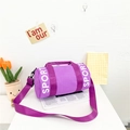 Purple cylindrical children's sports crossbody bag with a white SPORT logo on the strap - Purple