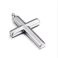 Colgante de cruz de acero inoxidable plateado pulido con acabado suave para unisex - Solo Colgante / Color Acero