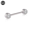 G23 titanium barbell nipple ring featuring dual-set round clear cubic zirconia stones - White Zirconia