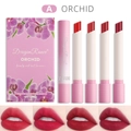 Set di rossetti opachi Dragon Ranee Orchid con quattro eleganti tonalità a lunga durata - Stile A Orchidea Viola