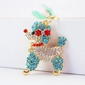 Portachiavi a forma di barboncino in cristallo con strass rossi e blu scintillanti - Blu