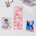 Autocollant Guka DIY holographique rose avec ours et chats mignons pour papeterie - Chat aux Fleurs Rose