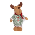 Renna di Natale in peluche con maglione verde e sciarpa rossa, decoro natalizio - Stile Alce