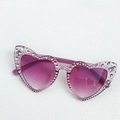 Occhiali da sole a cuore per bambini con strass e lenti viola sfumate - Viola Trasparente
