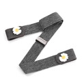 Elastic stretch belt in dark grey heather with white daisy accents and adjustable buckle - Smoky Grey [Double Daisy Style]