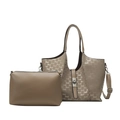Khaki Monogramm Eimertasche-Set mit zweiteiligem Shopper und kleinem Etui - Khaki