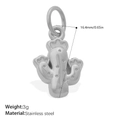 Silver stainless steel cactus pendant charm with dimensions and weight info - PJ1970S Cactus-Silver