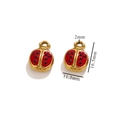 Pendentif coccinelle doré émaillé rouge et noir avec dimensions 16,5x11,5mm - Coccinelle