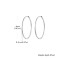 Polished silver stainless steel hoop earrings with 1.6cm diameter and 0.2cm thickness - 2*16mm / Silver