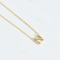 Delicate gold-plated necklace with a polished 3D letter N pendant on a fine chain - Letter N