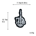 Skeleton hand gesture embroidered patch in black and white finish for DIY decor - 10644-Middle Finger Bone Hand
