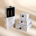Eleganti scatole regalo per gioielli in marmo con nastro nero per collana e anelli - Scatola a cassetti motivo marmo