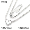 Polished silver stainless steel heart pendant necklace with dimensions and weight details - Heart Necklace (KN286411-HR)