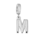 Polished silver stainless steel letter M alphabet pendant charm for DIY bracelets - Letter M