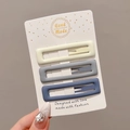 Three rectangular matte hair clips in beige, gray, and denim blue on a display card - 2# Square Shape Set of 3 - 6cm