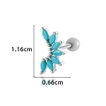Clou d'oreille en acier argenté avec pierres marquises turquoise et dimensions - Argent Bleu
