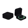 Dual views of black velvet bracelet box showing open and closed octagonal flip lids - Black