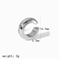 Detailed view of silver C-shape ear cuff with dimensions 14.7mm by 5.7mm and 3g weight - Silver Wide C-shape Style (TE6958-S)