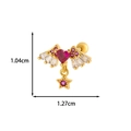 Golden wing heart stud earring with red gem and purple star pendant variant - Red Heart Wing Style (12#) / Gold
