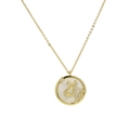 18k gold plated brass necklace with Libra constellation shell pendant and zircons - Libra