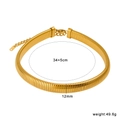 Choker necklace in 12mm wide gold titanium steel with ribbed texture and adjustable chain - 12mm / Gold