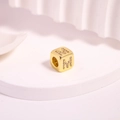 Gold-plated cube charm featuring micro-pave zircon letter M for DIY jewelry making - Letter M
