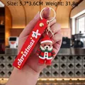 Christmas bear PVC keychain with red Santa suit and wrist strap, 5.7x3.6cm size - Christmas Bear-1