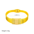 Gold hollow geometric spring bangle with white pavé accents, inner diameter 60mm - Five-Bar Style