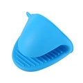 Blue silicone oven mitt with non-slip texture and hanging hole on white background - Blue (Single Piece)