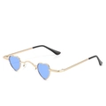 Vintage heart shaped small frame sunglasses with gold metal frame and blue lenses - Gold Frame Blue Lenses