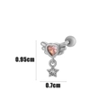 Silver cartilage stud with pink heart stone, metal wings, and white star zircon dangle - Angel Wing Heart Style (8#) / Silver