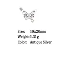 Vintage Schmetterling Anhänger aus Legierung in Altsilber 19x20mm für DIY Schmuck - 19x20mm / Antiksilber