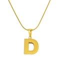 Titanium steel snake chain necklace with gold letter D pendant and textured finish - Letter D (S-P004-D)