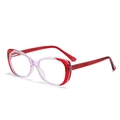 Fashionable pink gradient cat-eye blue light blocking glasses with red temples - C4 Red and Purple Frame Clear Lens