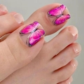 Pink press-on toenails featuring elegant butterfly designs and natural nude finish - 1665-Pink Butterfly