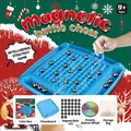 Magnetic battle chess game set with 32 magnetic beads and a blue storage board - Christmas Gift Box + 22cm Molded Board + 32 Magnetic Pieces