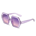 Fashionable oversized hexagonal sunglasses with translucent purple frames and gradient lenses - Transparent Purple Frame Purple Pink Gradient Lens