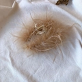 Beige faux fur and ostrich feather claw clip with gold metal spring for elegant hair styling - 11CM Light Brown Feather Claw Clip