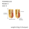 18k gold plated stainless steel U-shaped hoop earrings with red gradient zircon stones - Small / Red