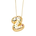 Golden balloon style letter Z necklace pendant with colorful zircon stones on a fine chain - Style Z