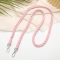 Pink hand-woven crossbody phone strap with silver swivel lobster metal clasps - 14mm Width / Pink (K2525)