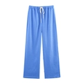 Damenhose mit blauen vertikalen Streifen, elastischem Bund und Kordelzug für den Sommer - S / Blaue Hose