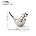 Pájaro decorativo de cerámica plateada HP249, altura 8cm y longitud 10cm, moderno - Grande (HP249) / Plateado